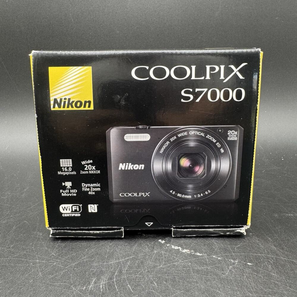 Open Box Nikon Coolpix S7000 Digital Camera - Black Tested Working Complete EUC